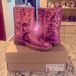 Authentic UGG Booties Pink Sequin